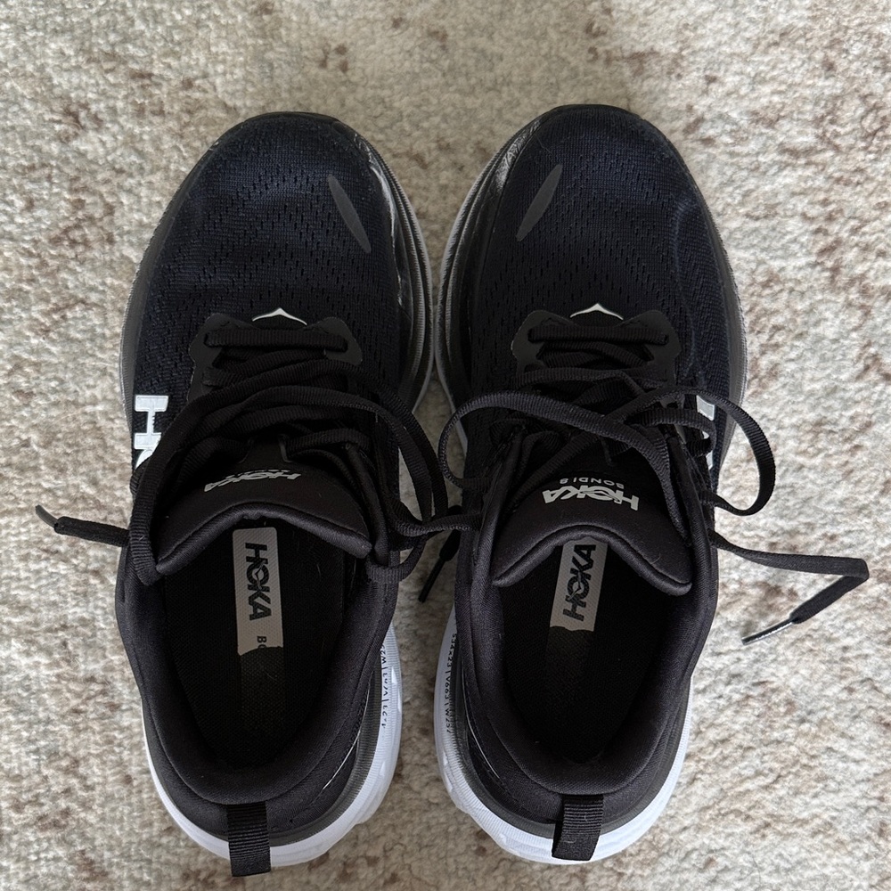 Hoka Bondi 8 Black and Silver Running Shoes - Picture 6 of 7